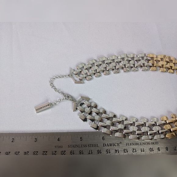 Steve Madden Gold & Silver Tone Collar  Necklace - Picture 5 of 8